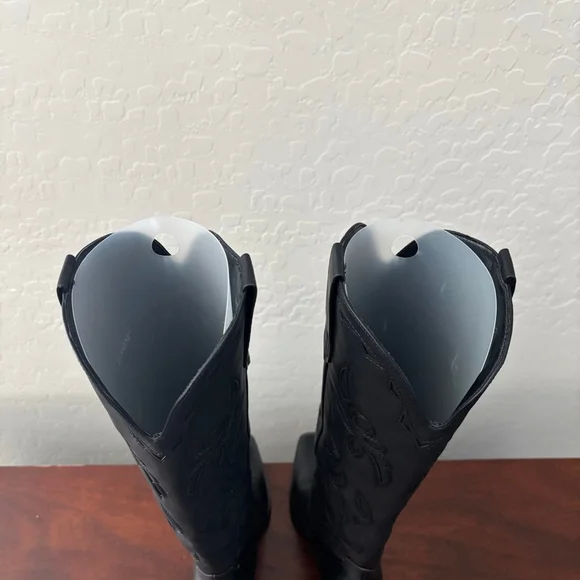 ISNOM Western Knee High Boots Embroidered Block Heel Black US 6.5 New with Box - Picture 8 of 15